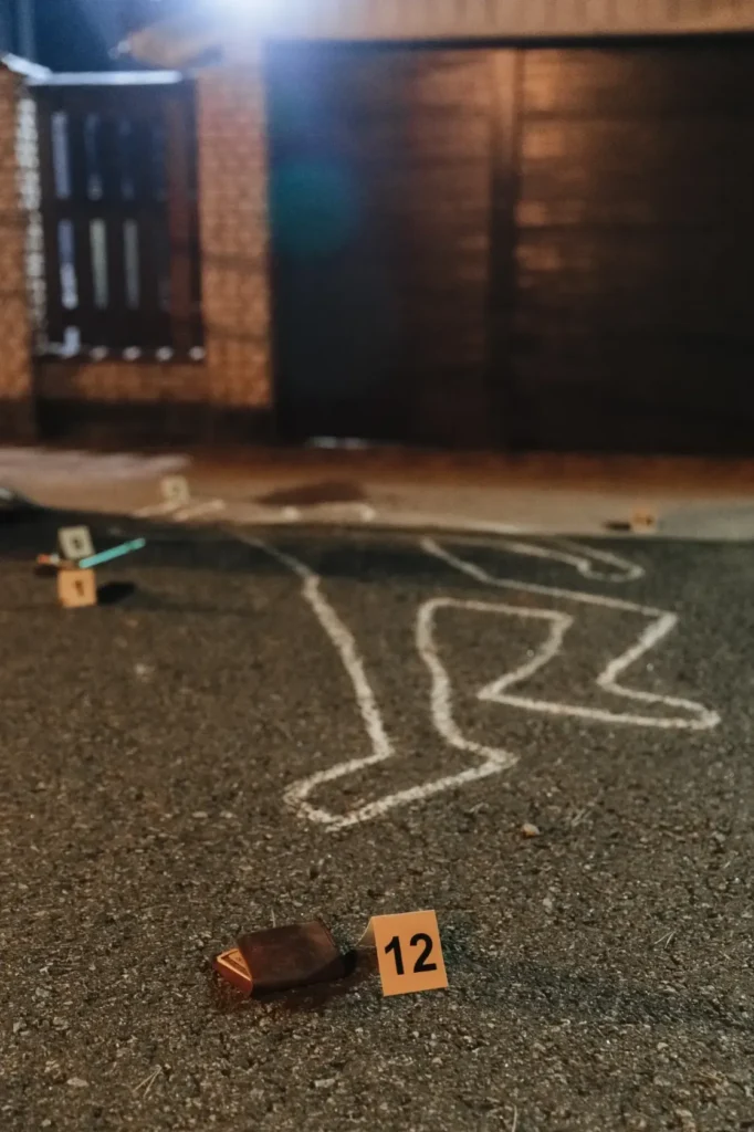 A chalk outline of a body.
